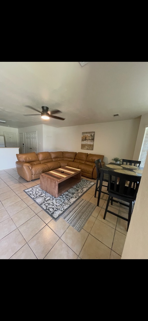 Furnished open-plan living and dining area